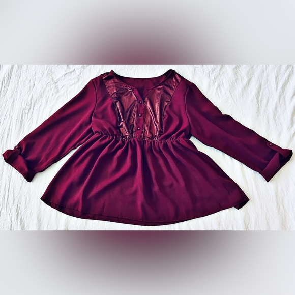 ♥️SHEIN PEPLUM~NWOT~SHEIN Curve 1X~Burgundy♥️ - Picture 2 of 5